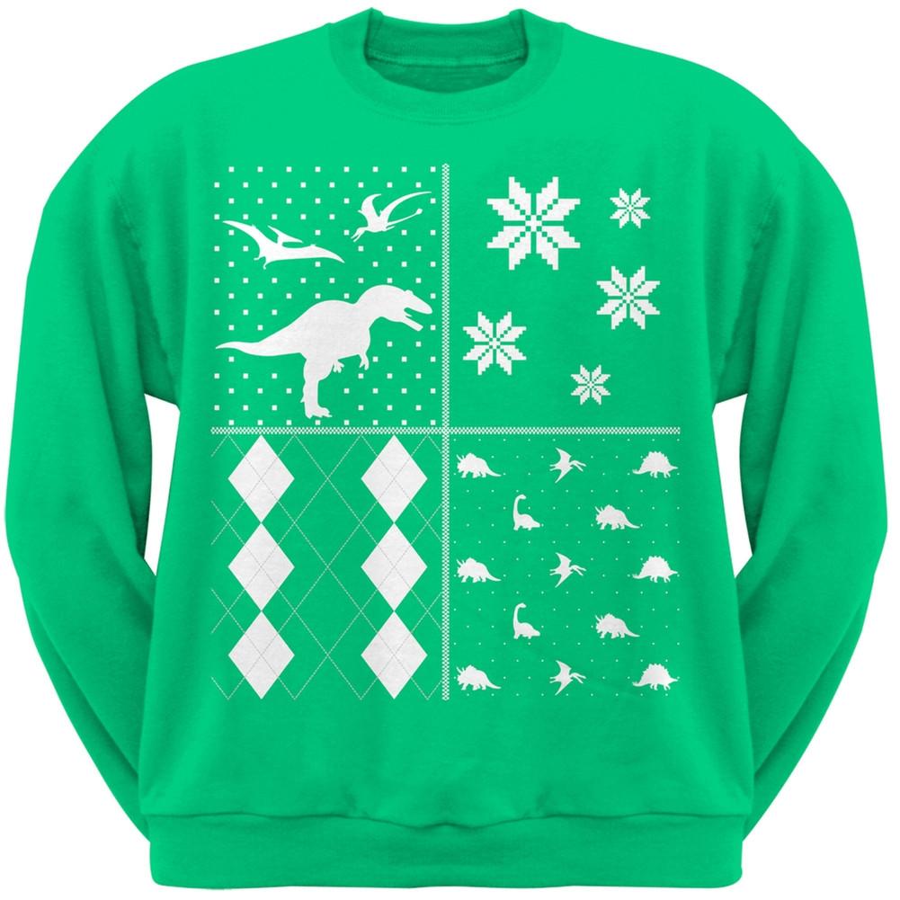 Dinosaurs Festive Blocks Ugly Christmas Sweater Black Adult Sweatshirt