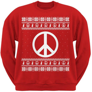 Peace Sign Ugly Christmas Sweater Black Adult Crew Neck Sweatshirt