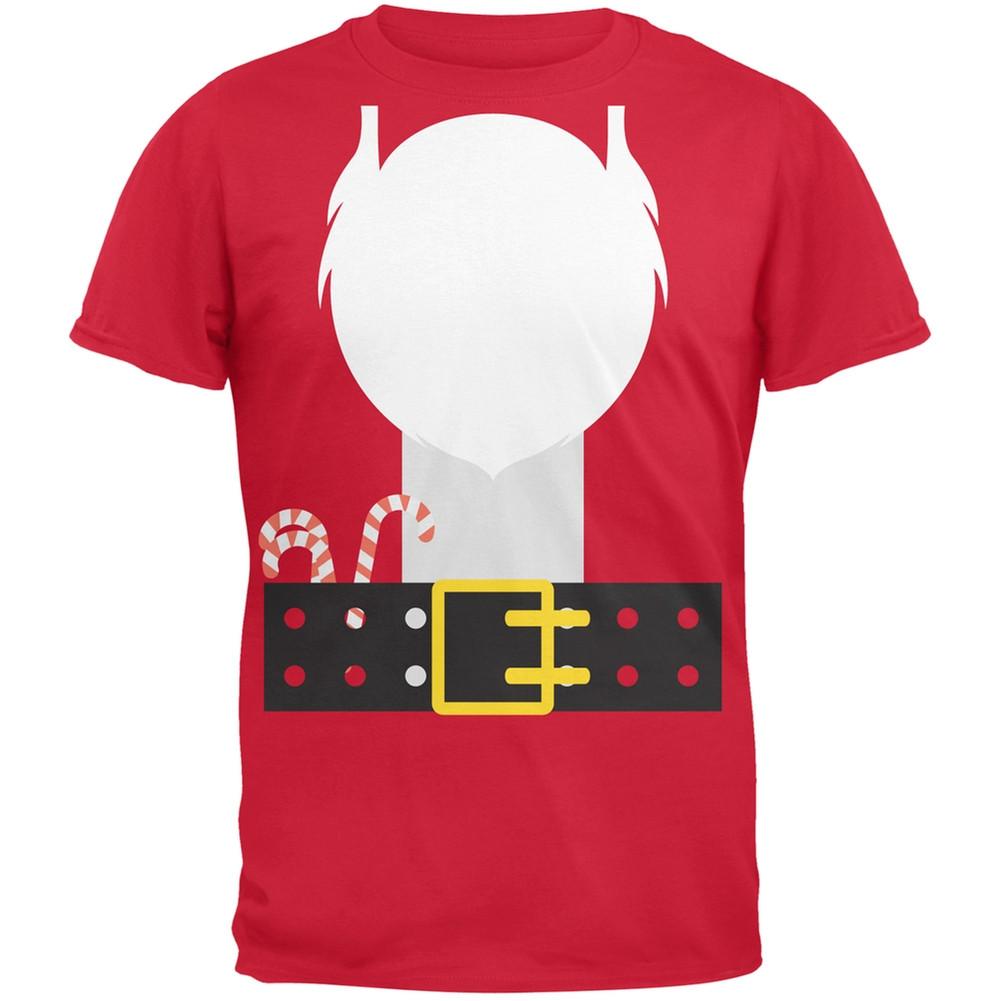 Santa Beard Costume Red Adult T-Shirt