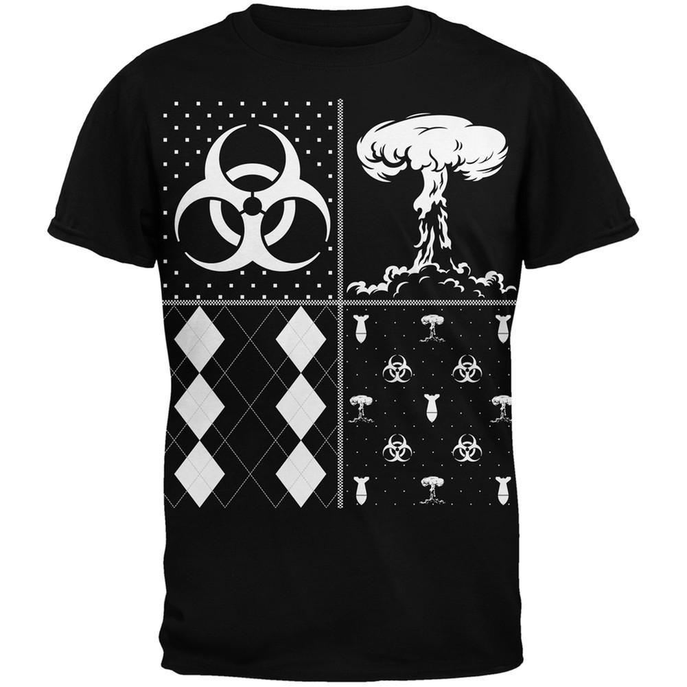 Biohazard Festive Blocks Ugly Christmas Sweater Black Adult T-Shirt