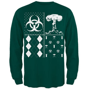 Biohazard Festive Blocks Ugly Christmas Sweater Black Adult Long Sleeve T-Shirt