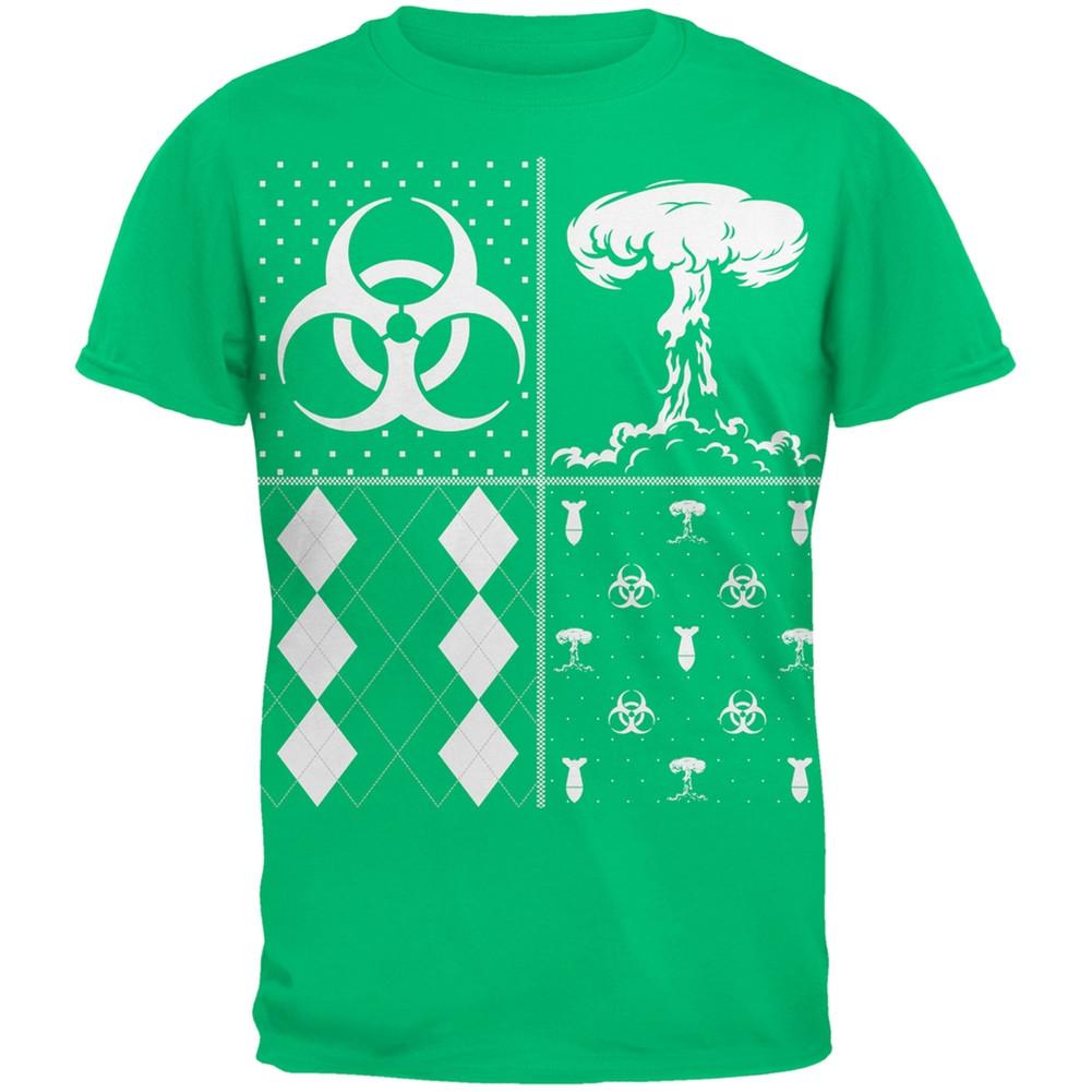 Biohazard Festive Blocks Ugly Christmas Sweater Black Adult T-Shirt