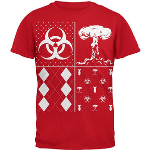 Biohazard Festive Blocks Ugly Christmas Sweater Red Adult T-Shirt