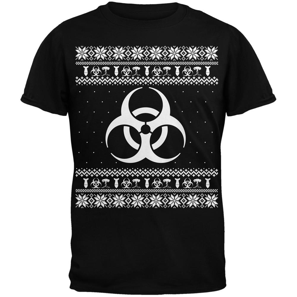 Biohazard Symbol Ugly Christmas Sweater Black Youth T-Shirt
