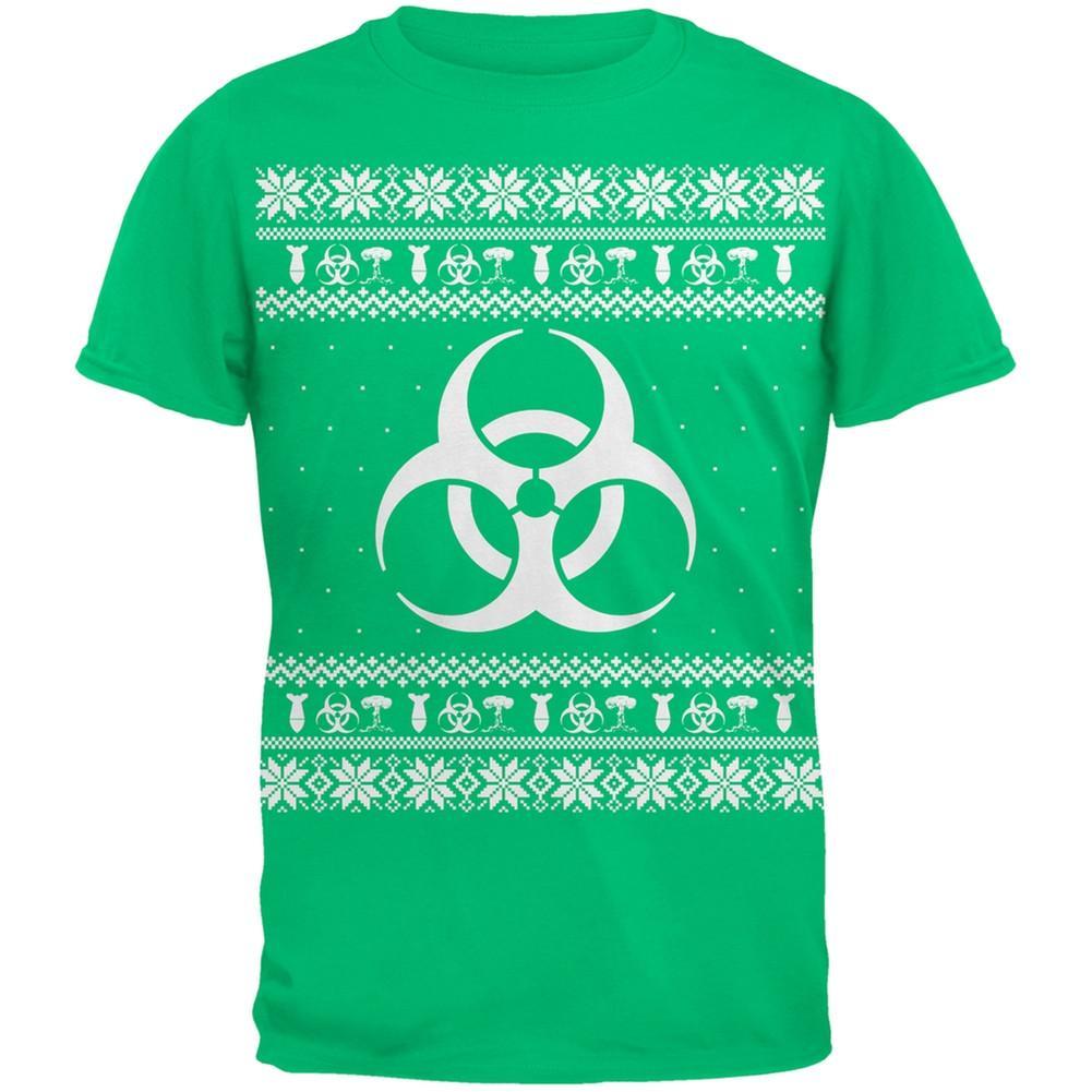 Biohazard Symbol Ugly Christmas Sweater Black Adult T-Shirt