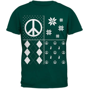 Peace Sign Festive Blocks Ugly Christmas Sweater Black Youth T-Shirt