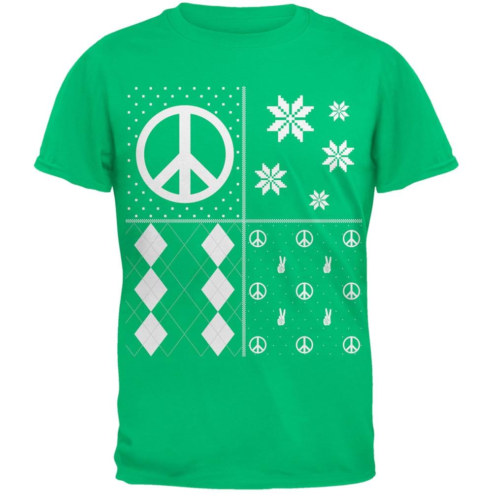 Peace Sign Festive Blocks Ugly Christmas Sweater Black Youth T-Shirt