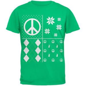 Peace Sign Festive Blocks Ugly Christmas Sweater Black Youth T-Shirt