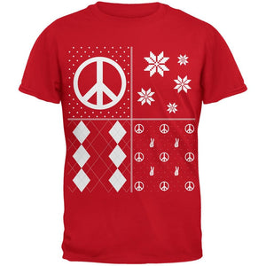 Peace Sign Festive Blocks Ugly Christmas Sweater Black Youth T-Shirt