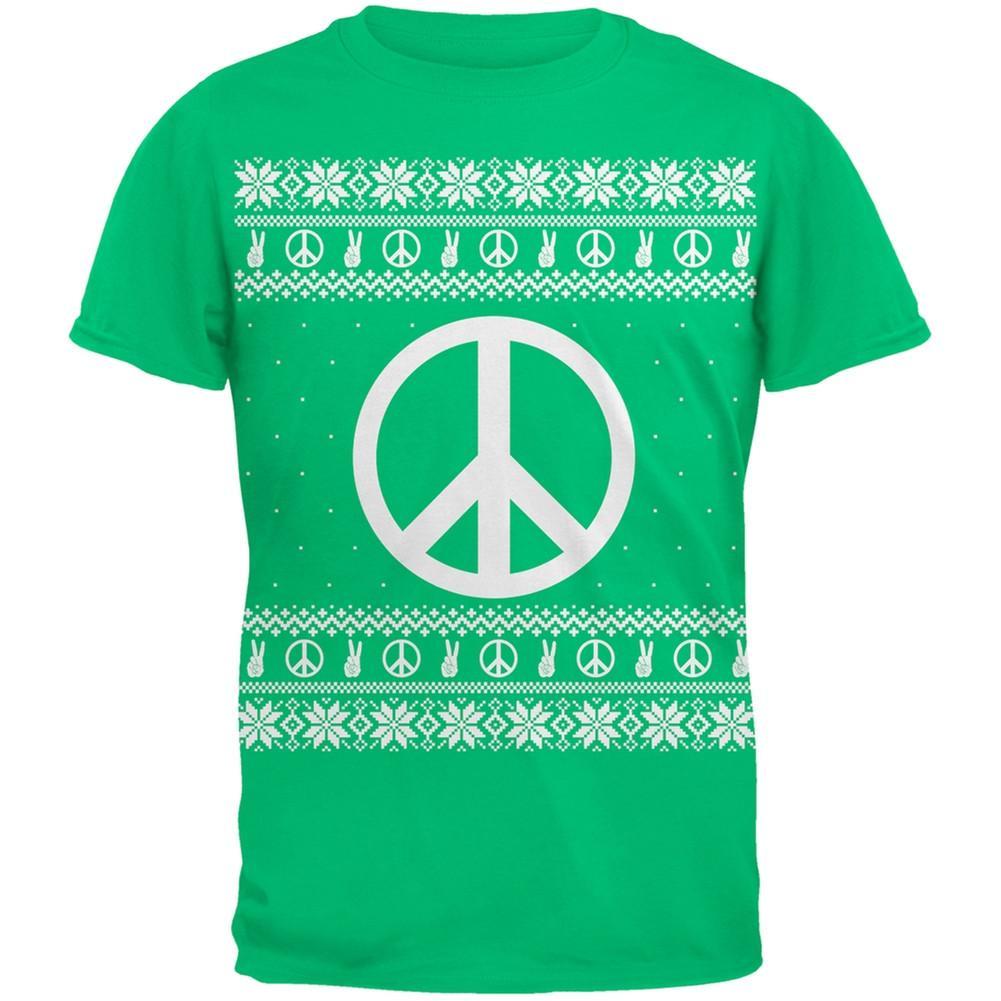 Peace Sign Ugly Christmas Sweater Black Adult T-Shirt