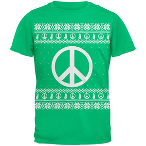 Peace Sign Ugly Christmas Sweater Black Adult T-Shirt