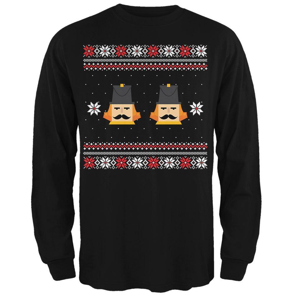 Nutcracker Full Color Ugly Christmas Sweater Black Adult Long Sleeve T-Shirt