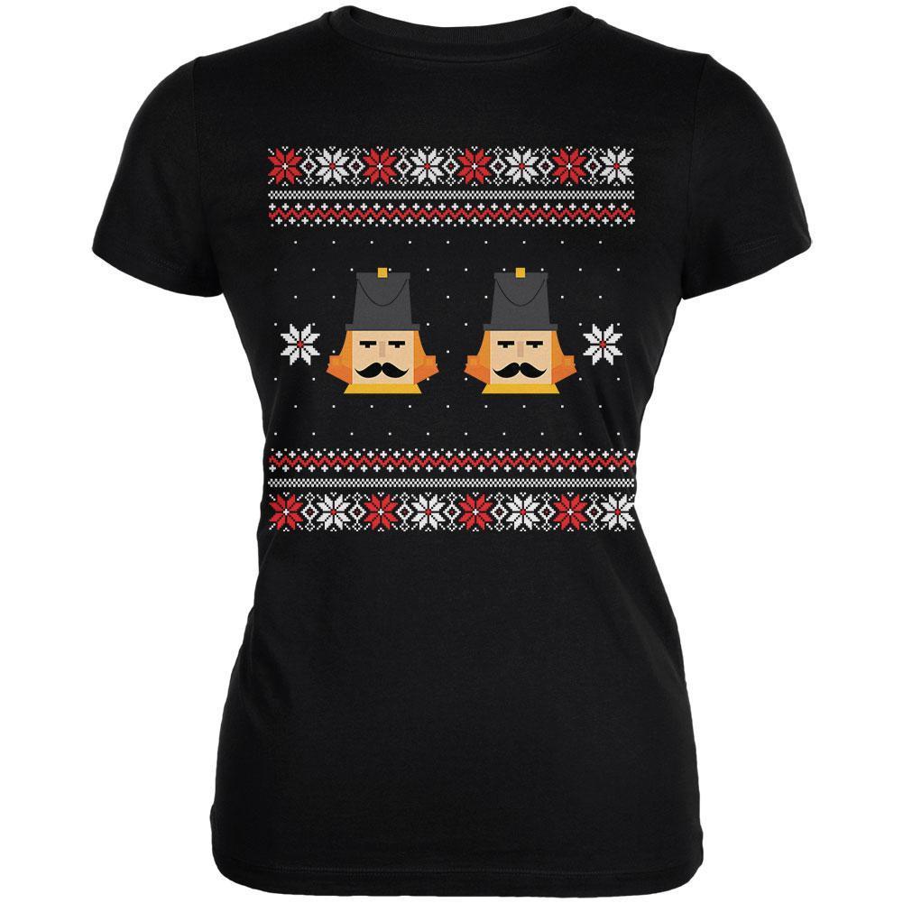 Nutcracker Ugly Christmas Sweater Black Juniors T-Shirt