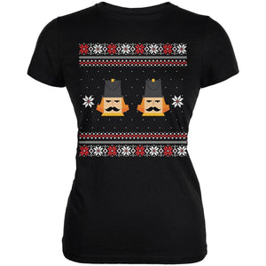 Nutcracker Ugly Christmas Sweater Black Juniors T-Shirt