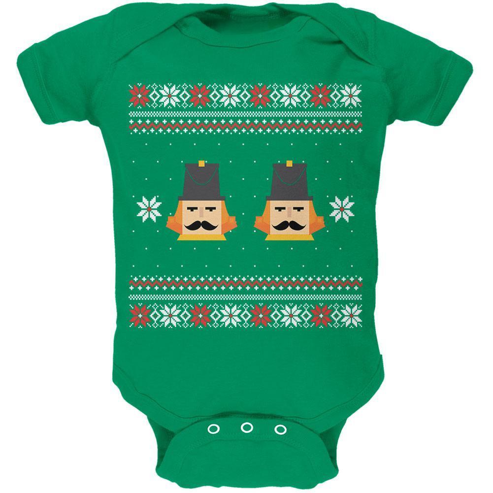 Nutcracker Full Color Ugly Christmas Sweater Green Baby One Piece