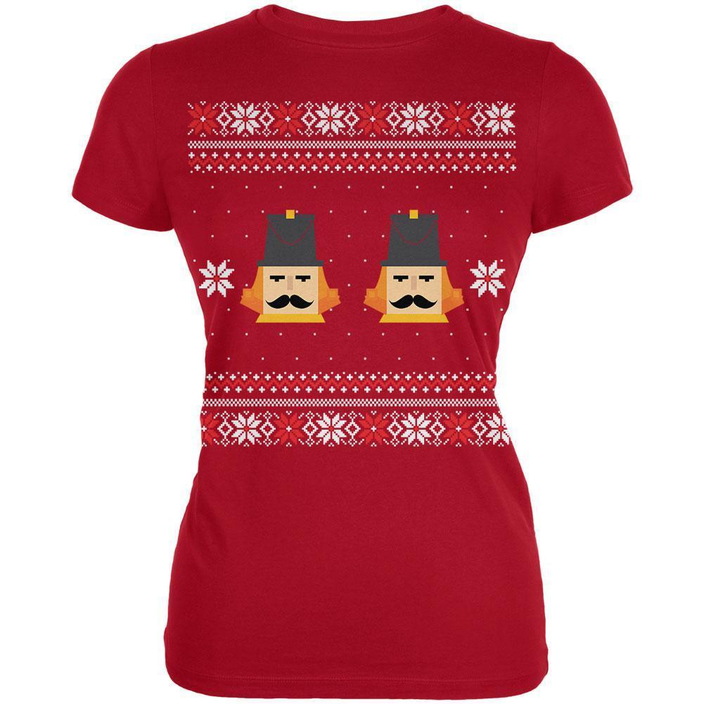 Nutcracker Ugly Christmas Sweater Black Juniors T-Shirt