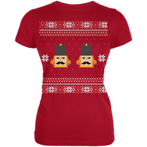 Nutcracker Ugly Christmas Sweater Black Juniors T-Shirt
