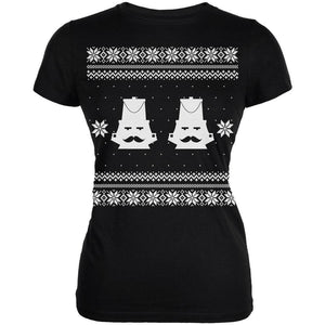 Nutcracker Ugly Christmas Sweater Black Juniors T-Shirt