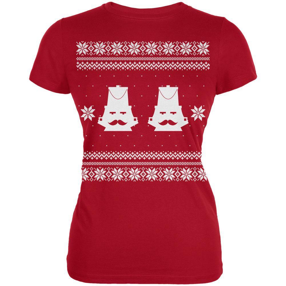 Nutcracker Ugly Christmas Sweater Red Juniors T-Shirt