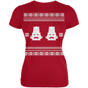 Nutcracker Ugly Christmas Sweater Red Juniors T-Shirt