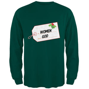 To Women From God Christmas Tag Heather Grey Adult Long Sleeve T-Shirt