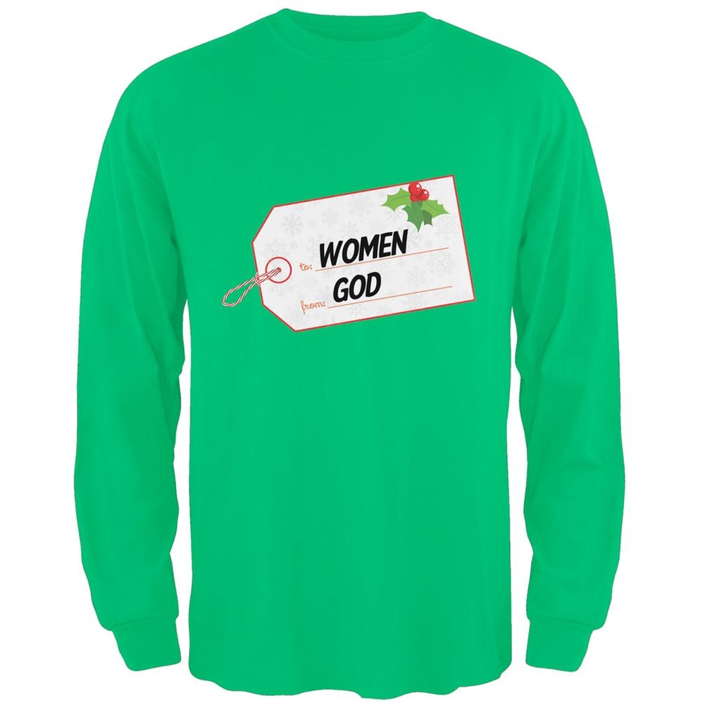 To Women From God Christmas Tag Heather Grey Adult Long Sleeve T-Shirt