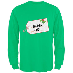 To Women From God Christmas Tag Heather Grey Adult Long Sleeve T-Shirt