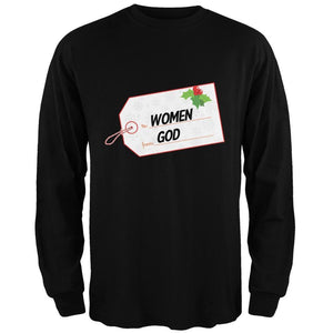 To Women From God Christmas Tag Heather Grey Adult Long Sleeve T-Shirt