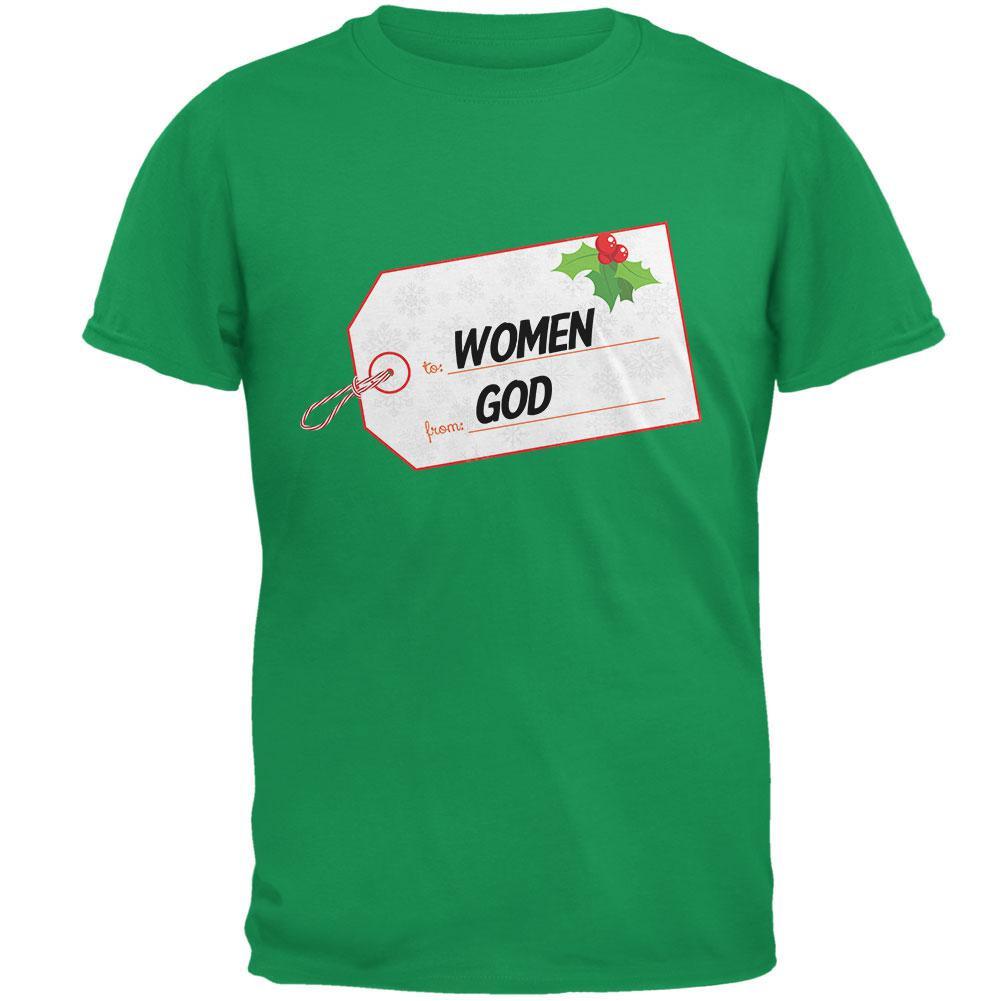 To Women From God Christmas Tag Black Adult T-Shirt