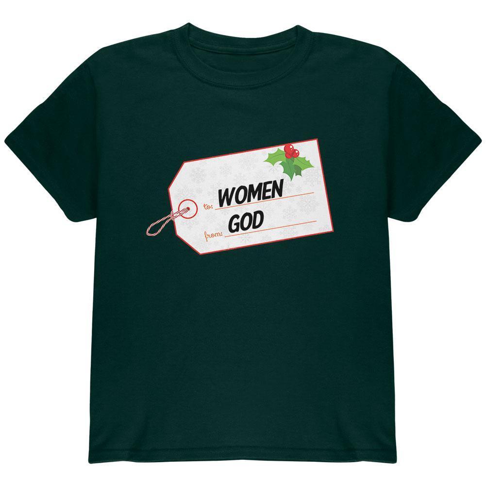 To Women From God Christmas Tag Black Youth T-Shirt