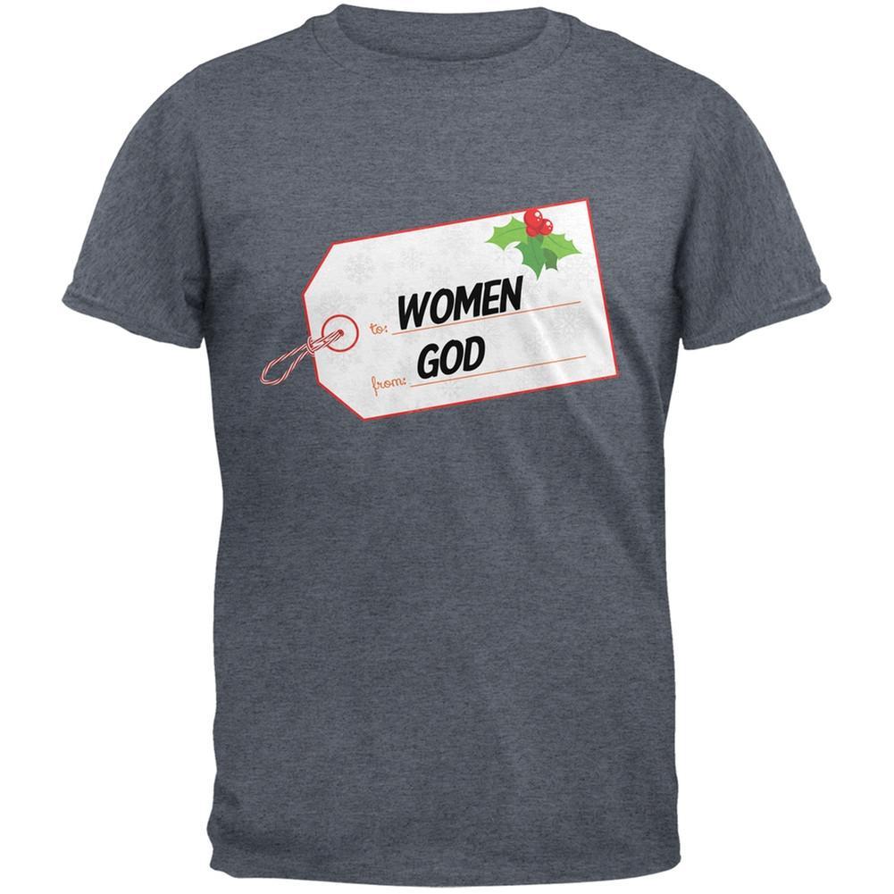 To Women From God Christmas Tag Black Adult T-Shirt