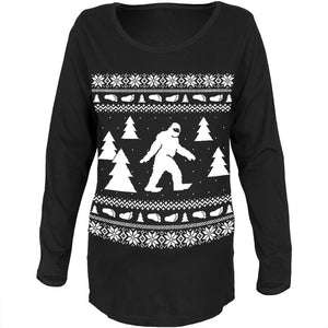 Sasquatch Ugly Christmas Sweater Black Maternity Soft T-Shirt