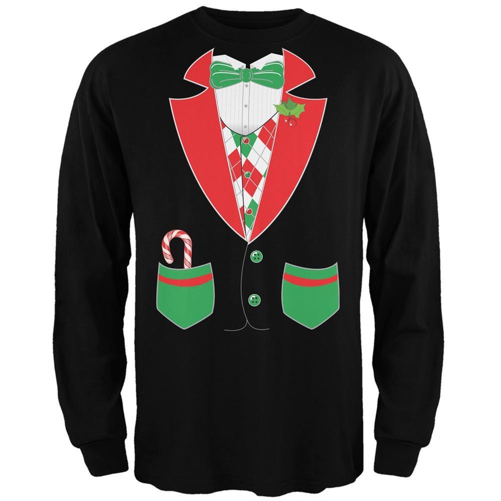 Christmas Tuxedo Costume Black Adult Long Sleeve T-Shirt