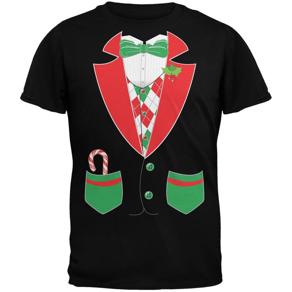 Christmas Tuxedo Costume Black Adult T-Shirt