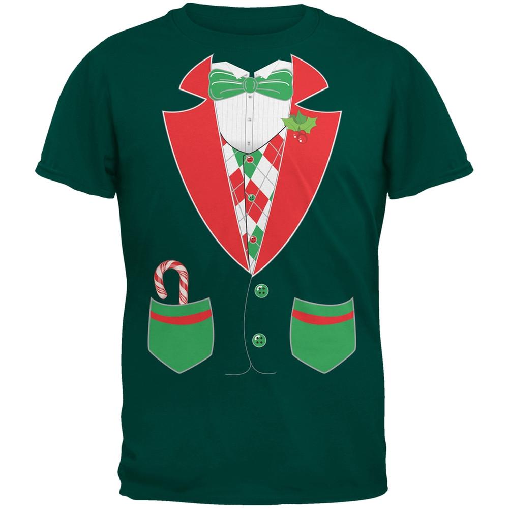 Christmas Tuxedo Costume Black Adult T-Shirt