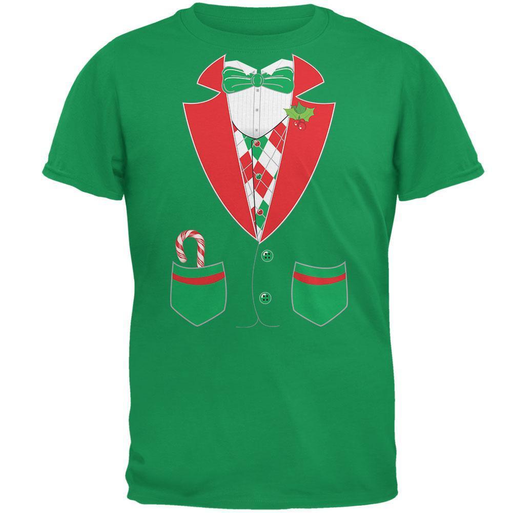 Christmas Tuxedo Costume Black Adult T-Shirt