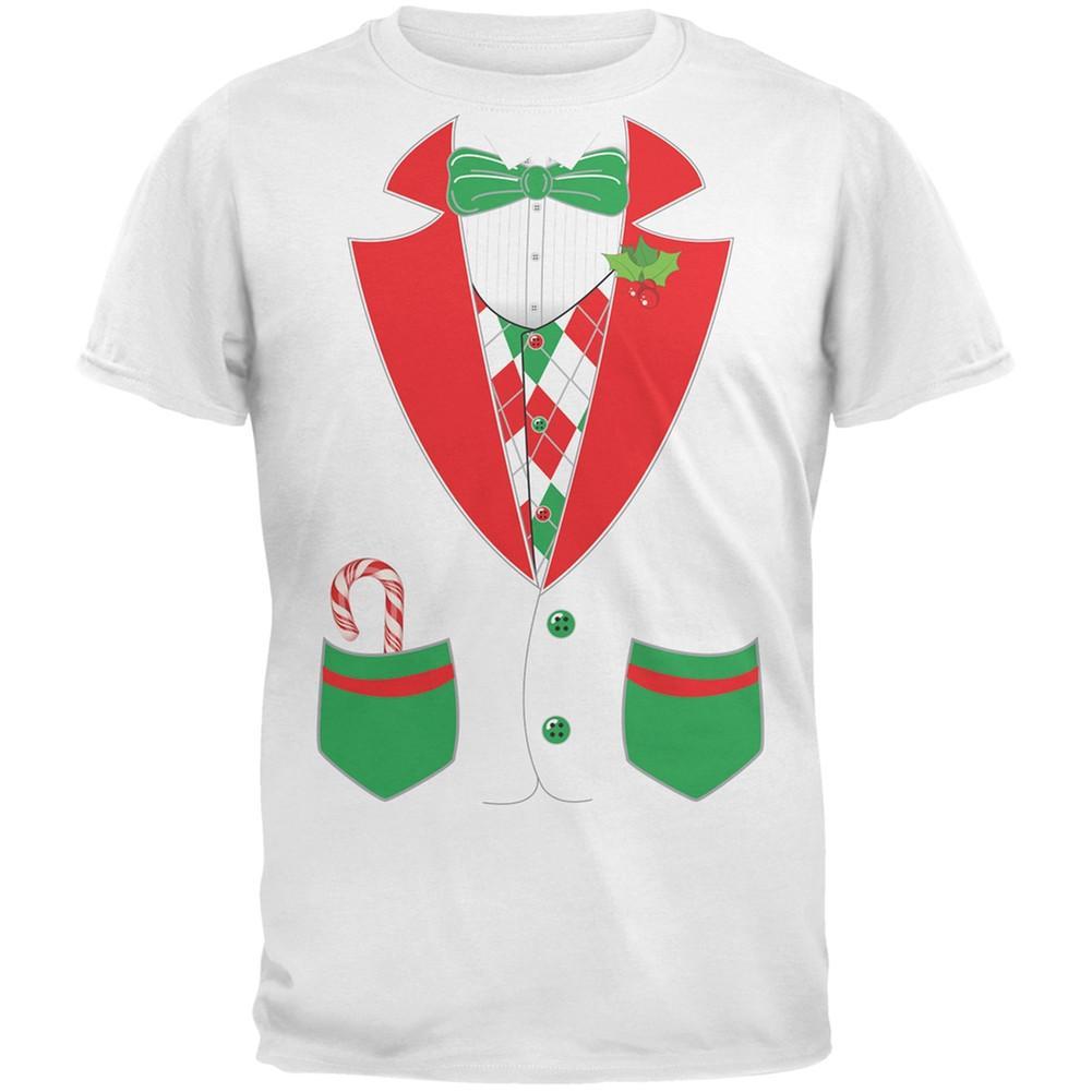 Christmas Tuxedo Costume Black Adult T-Shirt