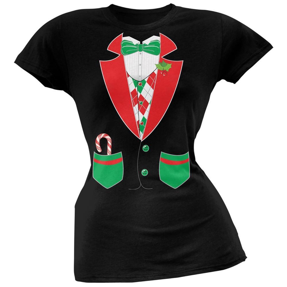 Christmas Tuxedo Costume Black Soft Juniors T-Shirt