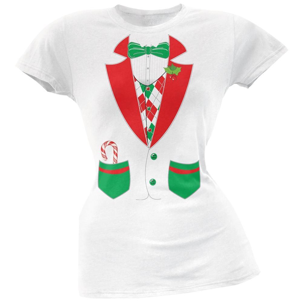 Christmas Tuxedo Costume Black Soft Juniors T-Shirt