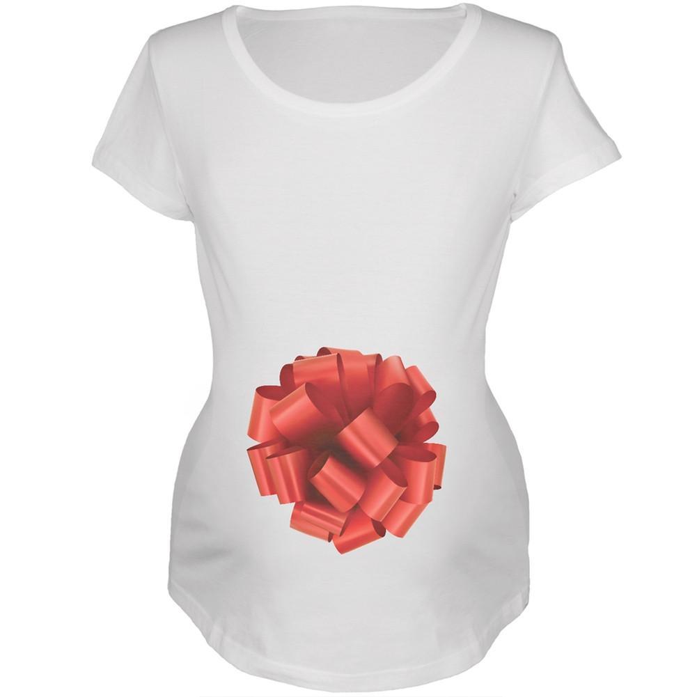 Red Bow White Womens Soft Maternity T-Shirt
