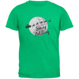 Seeing Is Believing Alien Santa Blue Youth T-Shirt