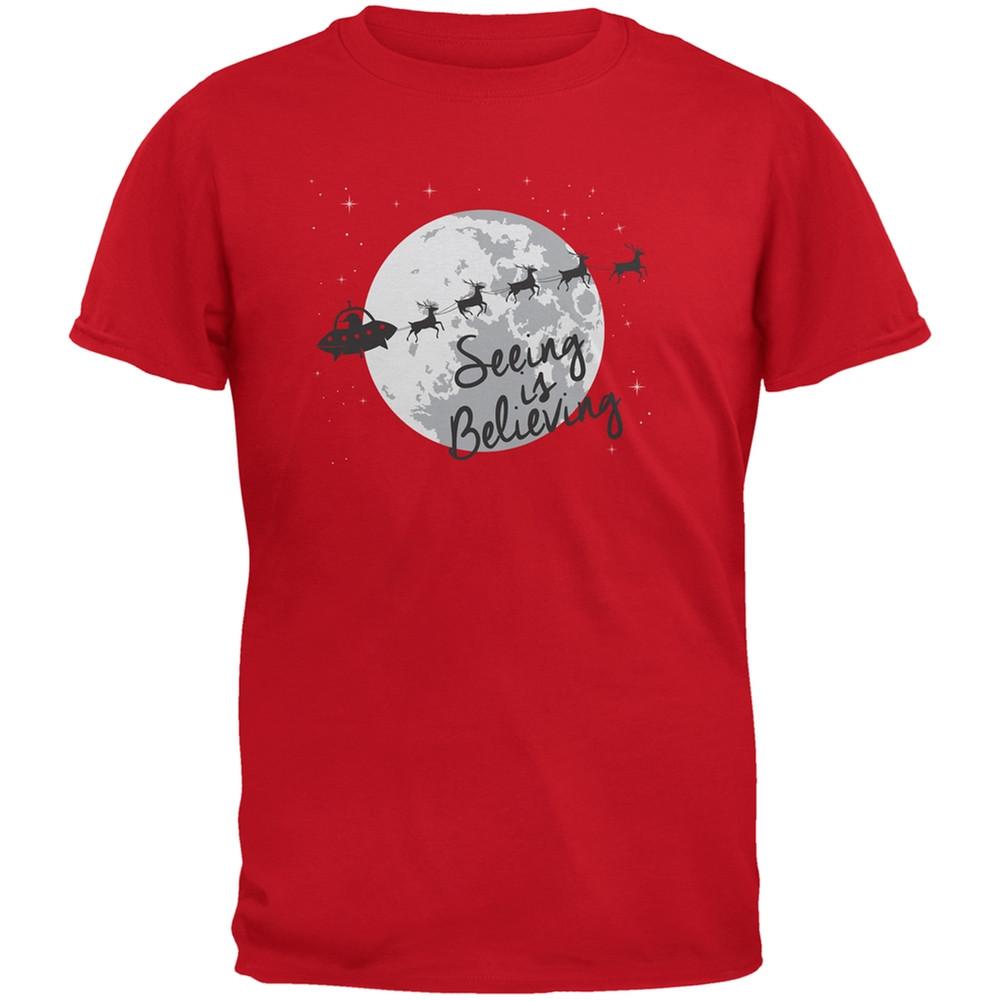 Seeing Is Believing Alien Santa Blue Youth T-Shirt