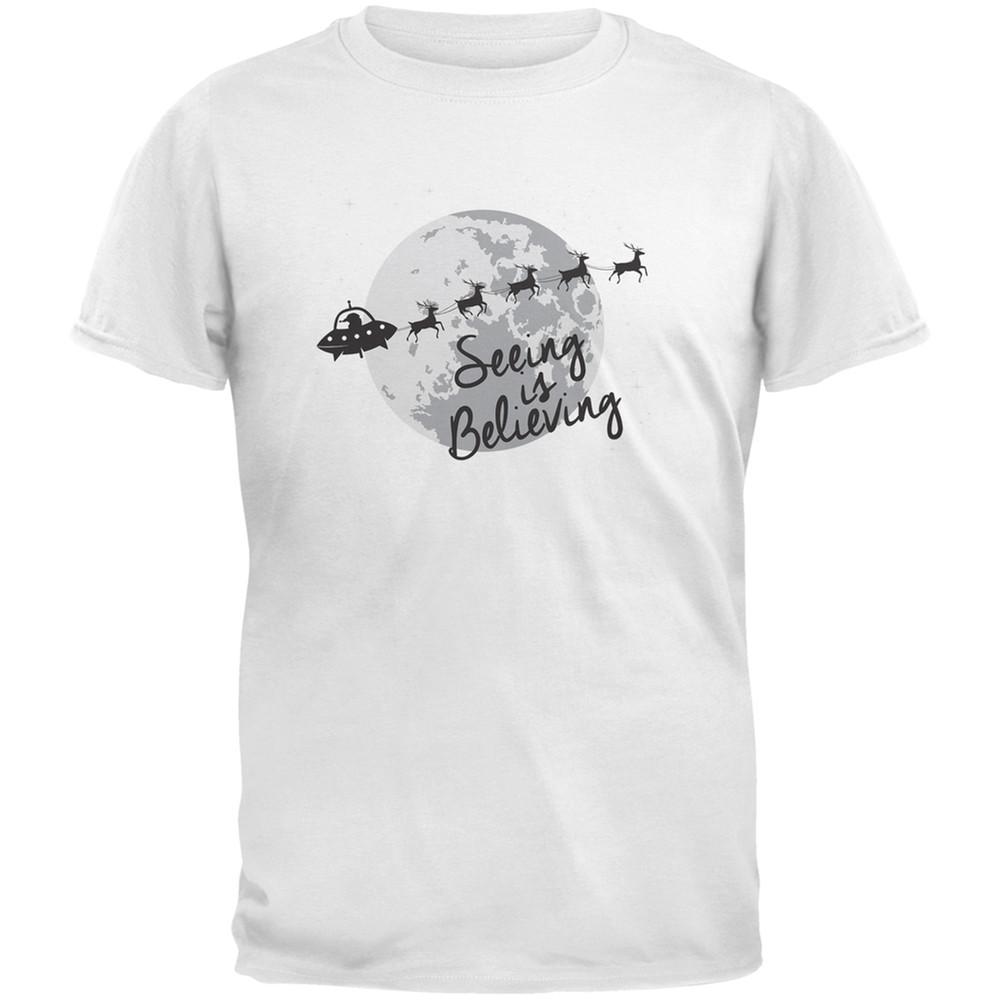 Seeing Is Believing Alien Santa Blue Youth T-Shirt