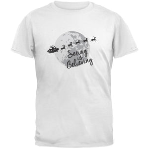 Seeing Is Believing Alien Santa Blue Youth T-Shirt