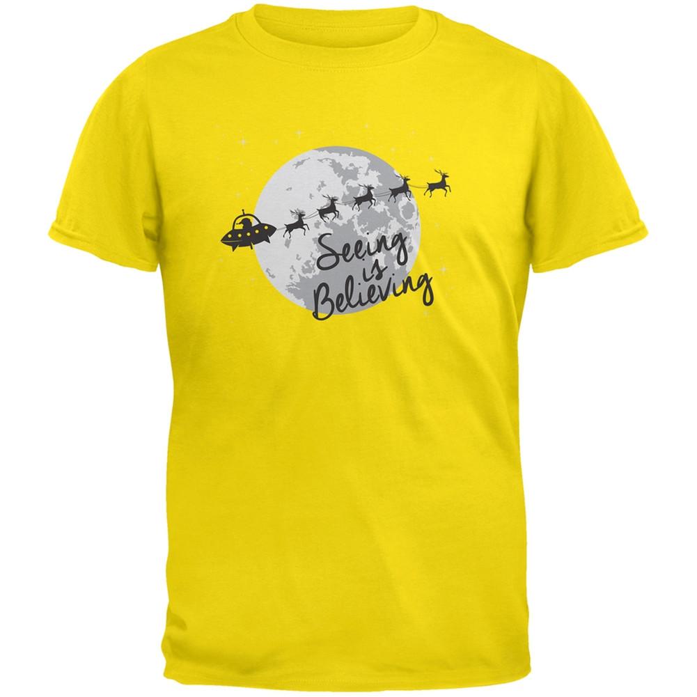 Seeing Is Believing Alien Santa Blue Youth T-Shirt