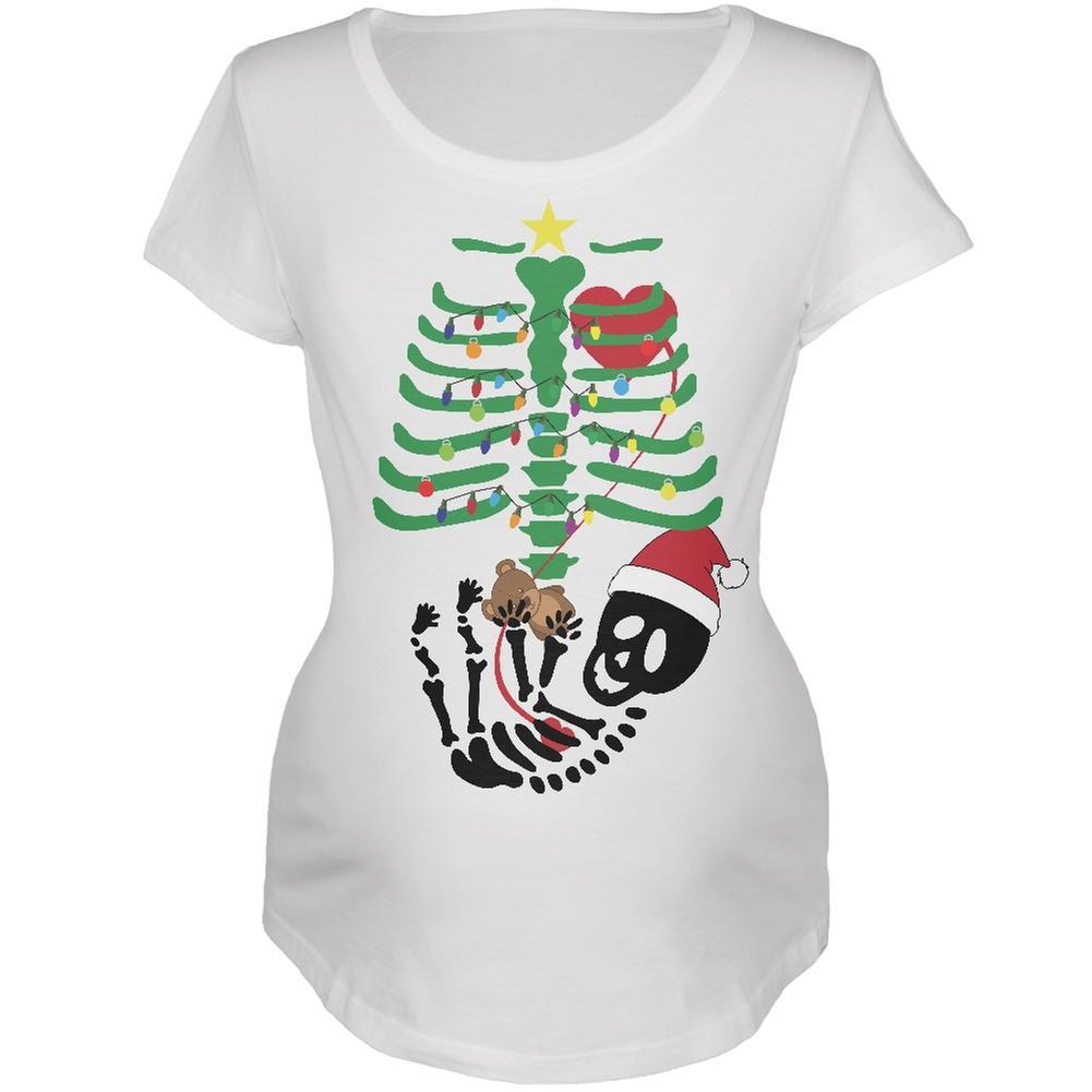 Christmas Tree Baby Skeleton Bear White Maternity Soft T-Shirt