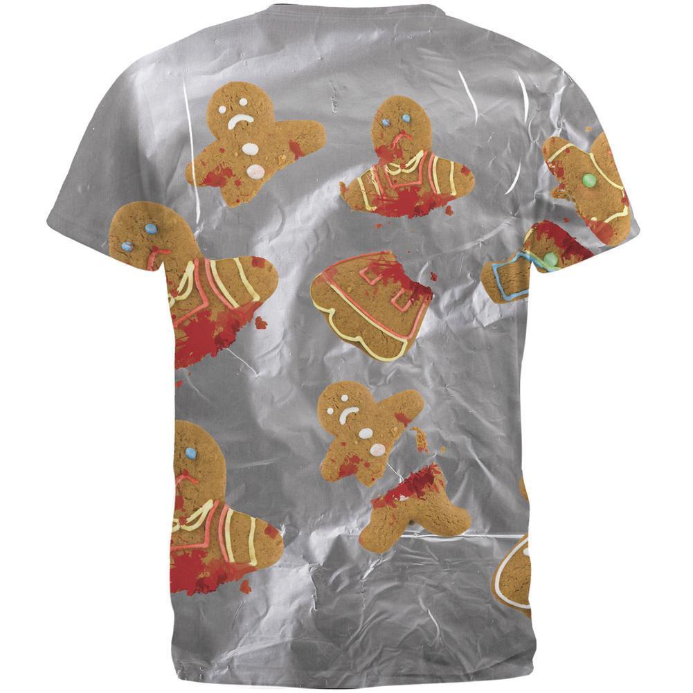 Gingerbread Massacre Funny All Over Christmas Adult T-Shirt