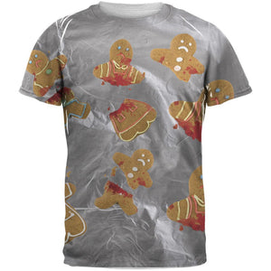 Gingerbread Massacre Funny All Over Christmas Adult T-Shirt