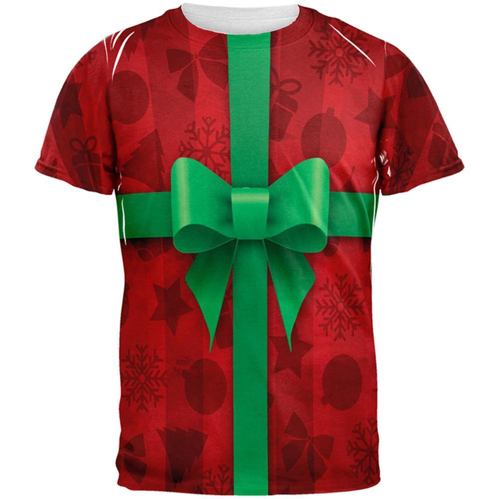 Red Christmas Present Costume All Over Adult T-Shirt