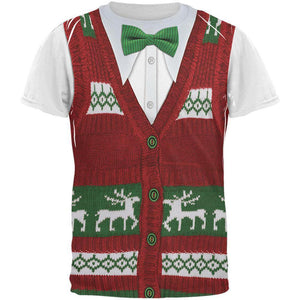 Ugly Christmas Sweater Vest Costume All Over Adult T-Shirt